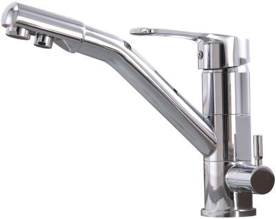 China Metered Faucets 3-Way Drinking Water Tap Stainless Steel for Water Filter Kitchen Tap 3-in-1 Mixer Chrome-Plated Drinking Tap with 2 Levers for sale