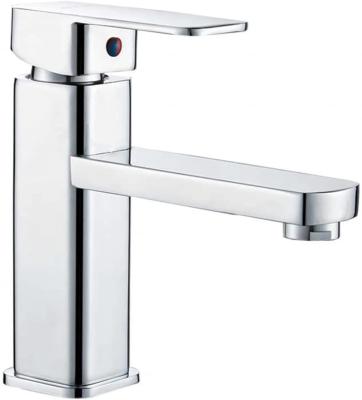 China Metered Faucets Steel Bathroom Basin Taps Single Handle Single Hole Sink Mixer Tap Square Chrome Monobloc Modern Single Lever High Spout Faucets for sale