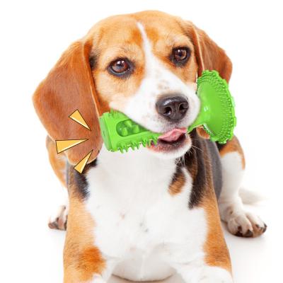 China Viable Classic Sounding Suction Bottom Cup Toy Chew Rubber Dog Molar Toy Indoor Training Interactive Pet Molar Dog Toothbrush for sale