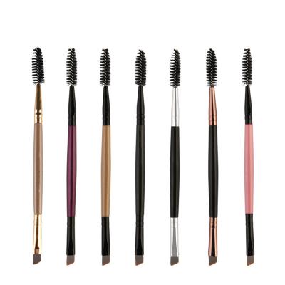 China Angular Blush Wholesale Custom Single Eyebrow Brush Spoolie Brush Free Sample Slim Angled Makeup Brush Eye Logo Brush With Bag for sale