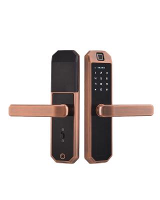 China WiFi Tuya Fingerprint RFID Card Electronic Keypad Home Biometric Smart Remote Login Electronic Door Handle Door Lock App F1 for sale