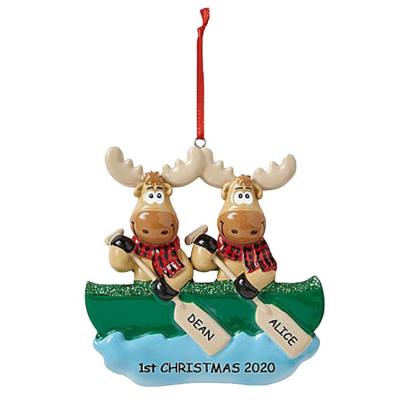 China Personalized 2020 PVC Christmas Gift Tree Diy Pendant Name Blessing Rowing Cattle Christmas Ornaments Decoration for sale