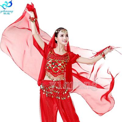 China Attractive Women Chiffon Belly Dancing Silk Veil Belly Dance Costume Big Shawl Performance 2.2m Length for sale