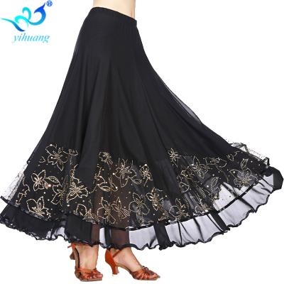 China Ballroom Dance Skirt Women Dance Skirt Long Skirts Performance Wear Tango Waltz for sale