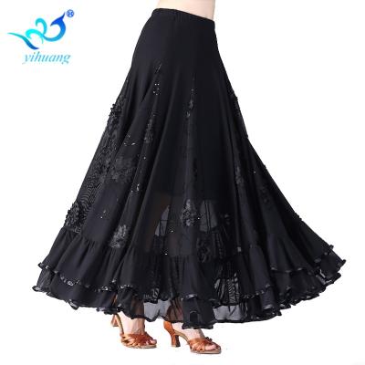 China Long Skirt OEM Ballroom Dance Skirt Dance Performance Flamenco Skirt for sale