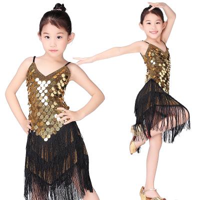 China Dresses Customized 2019 Latin Salsa Girls Performance Rumba Sequin Glitter Tassel Dancing OEM Kids Stage Competition Halloween for sale