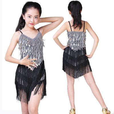 China Stretchy Kids Dance Dress Kids Latin Salsa Dance Dresses Girls Ballroom Performance Wear Costume for sale