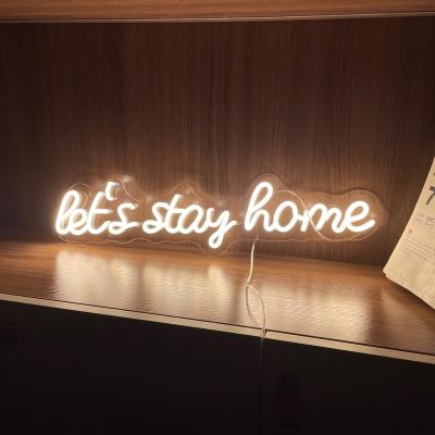 China Buildings Let Us Stay Custom Acrylic Neon Light Sign Panel Home Decor Party Wall Decor for sale