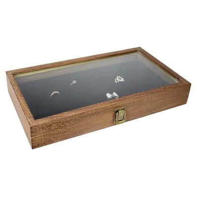 China Europe Wooden Display Case For Rings With Glass Top Wooden Jewelry Display Box for sale