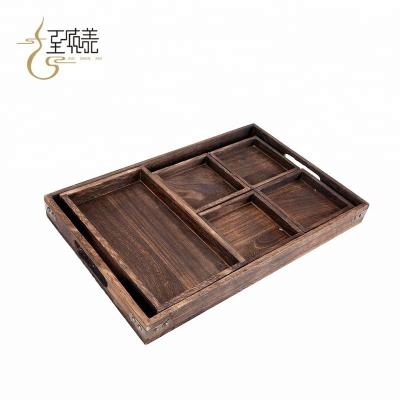 China Eco-Freindly / Reasonable Price Handmade Table Divided Wood Tray for sale