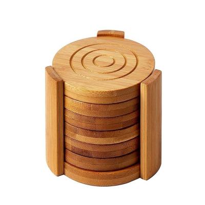 China Sustainable Pack Set - Absorbent & Condensation Wood Coasters With Stand - Round Cup Coasters For Cold Drinks & Hot Drink, for sale