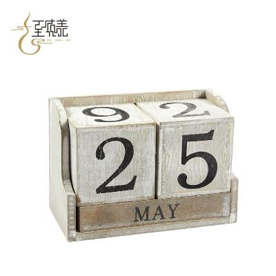 China Polygonal Wooden Calendar Blocks Good Quality Perpetual Wooden Block Wall Office Eco-friendly for sale