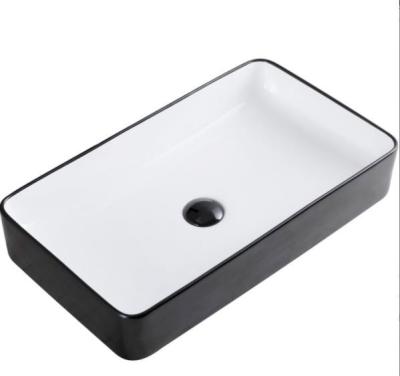 China Without Faucet Matte Black Ceramic Bathroom Sink for sale