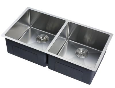 China Without Faucet Cupc Certified 304 Stainless Steel Double Bowl Handmade Kitchen Sink for sale