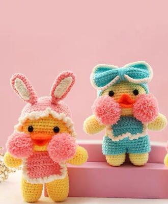 China 2020 Popular Crochet Toys Design Eco-friendly Material Handmade Amigurumi Toys Crochet Animals Kawaii Duck For Girl for sale