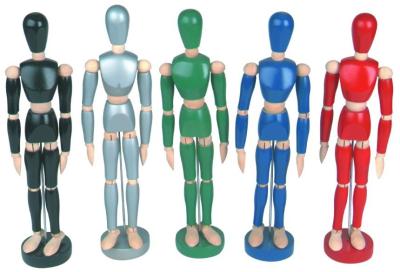 China Hölzerne Zeichnungs-Zahl in Lebensgröße Modell, buntes flexibles Poseable-Kunst-Mannequin zu verkaufen