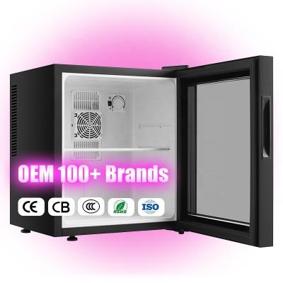 China SKD CKD 30L Hotel Room Refrigerators Mini Bar Fridge With Transparent Thermoelectric Door for sale