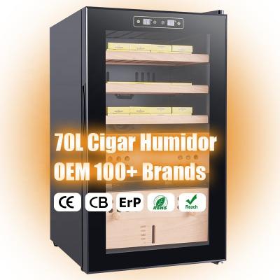 China Hotel Cedar Wood Wooden Refrigerated Cooler Display Refrigerator Cigar Humidor Cabinet for sale