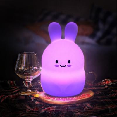 China Handsome Friendship Modern Warm White Touch Switch USB Color Silicone Sensor LED Portable Rabbit Baby Night Light for sale