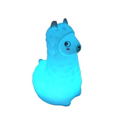 China Adorable EUROPEAN Bedroom Night Light For Baby Llama Decorative Table Lamp Alpaca Washable Silicone LED Hail Lamp for sale