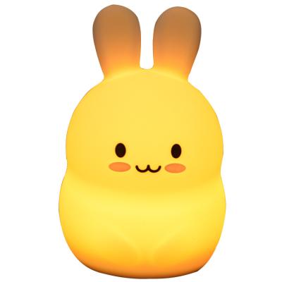 China Lovely 7 Colors Kids LED Night Light Eco-friendly Animal Silicone Soft Cartoon Baby Nursery Bunny Rabbit Silicone Night Light Lamp for sale