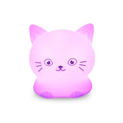 China Wholesale Price LED Kids Room Modern Soft Silicone Cat Sleep Night Light With USB Filling for sale