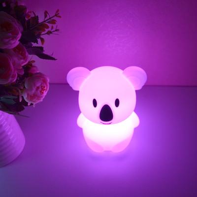 China Room Fast Delivery Cute Koala Train New Design Colorful Kids Bedroom Led Baby Toy Silicone Soporific Night Light Lamp for sale