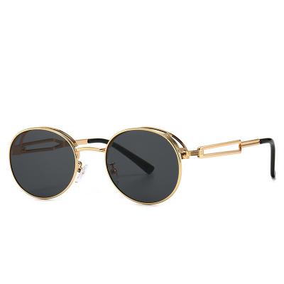 China Fashion sunglasses shape metal retro steam punk style sunglass frame hollow round fashionable sunglasses for sale