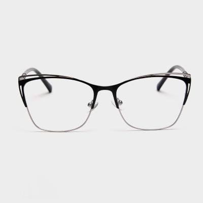 China Casual time newly listed metal spring cat eye shaped plain glass optical frame female personality online store myopia glass frames for sale