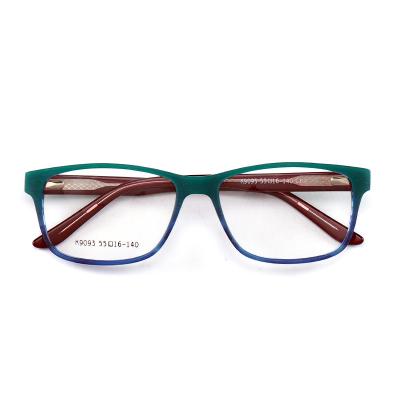 China Wholesale Casual Hand Made K9093 Acetate Square Lens Blue Green Optical Frames Weather for sale