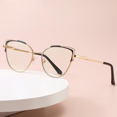 China Casual Weather Fashion Customized Hollowed-out Metal Blue Light Anti-Glasses Frame Ready Women's Frame Optical Frame Running Prescriptions for sale