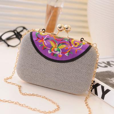 China Colorful PU Chinese National Style Tote Bag Embroidery Evening Clutch Bag Women Clutch Box Bag for sale