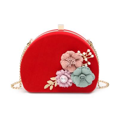 China Wholesale Handmade Paste Flower Indian Designer Clutch Ladies Evening Clutch Bags for sale