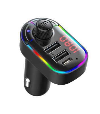 China Colorful Lightweight Dual Type-C Car Kit Dual USB Car MP3 Player Bluetooths Car Radio FM Call USB Charger Handsfree Transmitter for sale