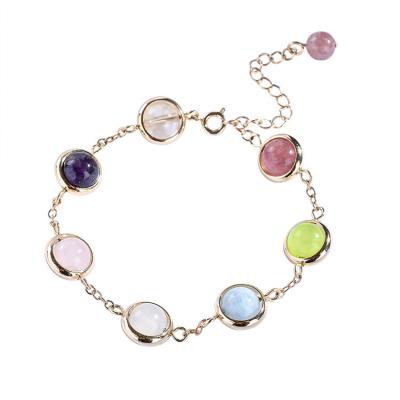 China FASHIONABLE Real Strawberry Crystal Bangle Mori Transfer Pearl 18K Gold Rainbow Sugar Sweet Colorful Bangle for sale