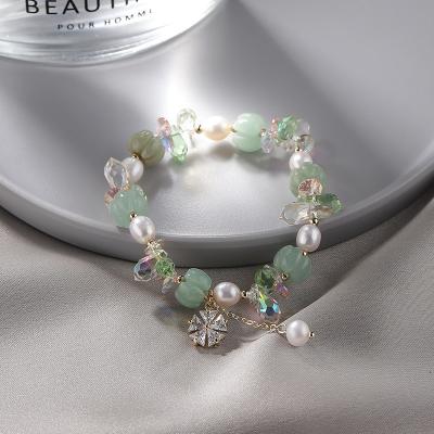 China Glass Pendant Jade Beads For Bracelets Green Jade Beaded Bracelet New Crystal Zircon FASHION Freshwater Flower Bead for sale