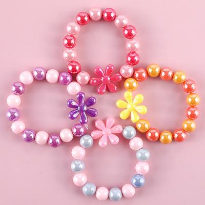 China Environmental Friendly Hot Sale Latest Design 4 Colors Kids Bead Bracelet Acrylic Beads Charm Bracelet For Kids for sale