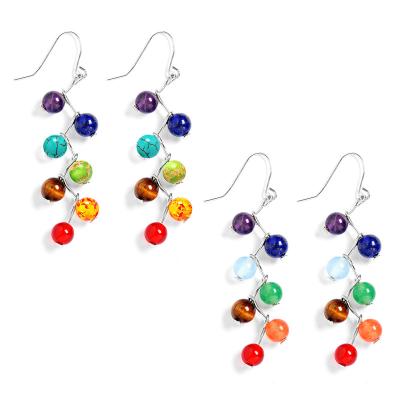 China Wholesale New Lady Aretes Long Tassel Fashion Jewelry Yoga Jewelry 7 Chakra TRENDY Natural Stone Pearl Earrings for sale