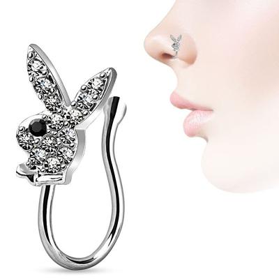 China Vintage Hot Selling Stretching Nose Ring Body Jewelry Unique Design Rabbit Shape Non Piercing Sexy Nose Cuff for sale