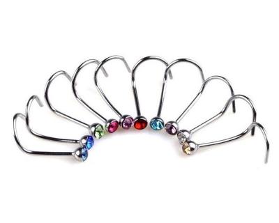 China Fashionable Wholesale Sex Stainless Steel Unique Nose Ring Set Nasal Piercing Jewelry Nose Piercing Claw Setting with Zircon for sale