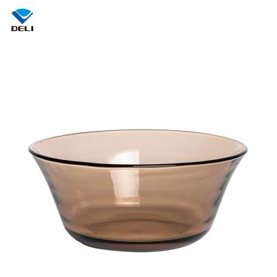 China 168mm Viable 6.6 Inch Amber Luxury Round Blown Kitchen Decorative Making Machine Tempered Salad Fruit Glass Bowls for sale