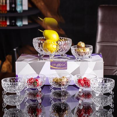 China Popular7 PCS household kitchen glass jar storage small design European shabby chic luxury frozen candy wedding for sale