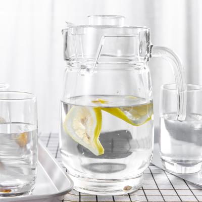 China GROCERY 1600ml 54.1oz Hot Water Milk Soda Lime Jug Large Volume Solid Viable Glass Juice Water Glass Pitcher With Lid for sale