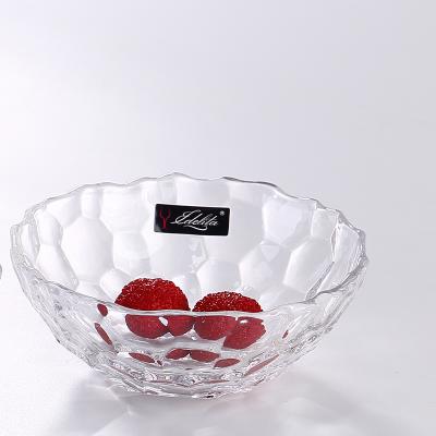 China SUSTAINABLE GROCERY Personalized 138mm 5.4inch Baking Candy Decoration Crystal Round Mixing Blown Flower Dessert Glass Bowls for sale