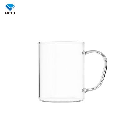 China 450ml 15.2oz Viable Latte Heat Resistant Round Cute Clear Milk Travel Borosilicate Glass Tea Mug With Handle for sale