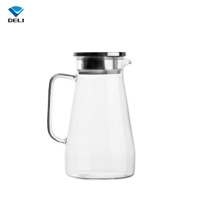 China 1400ml 47.3oz Viable Competitive Price Borosilicate Glass Milk Glass Wholesale Custom Blown Modern Water Jug With Lid for sale