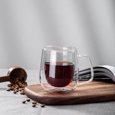 China Shabby Chic Home Glassware 270ml 9.12oz Wholesale Luxury Double Wall Borosilicate Coffe Tall Glass Cup for sale