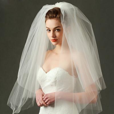 China Cut Edge Hot Sale Wedding Veils Bridal Veils Organza LSWER003 for sale