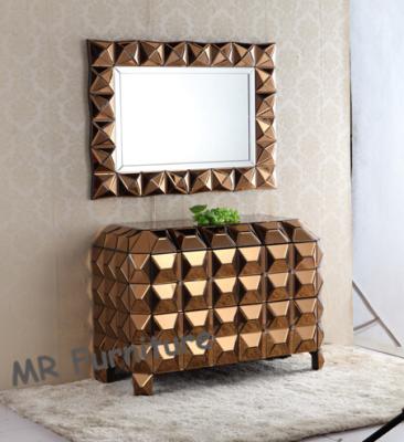 China Bronzed Mirrored Bedroom Chest With Wall Mirror Customized Size Avaliable for sale