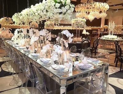 China Aisles Wedding Silver Mirrored Dining Table Rectangle Type Strong Struture for sale